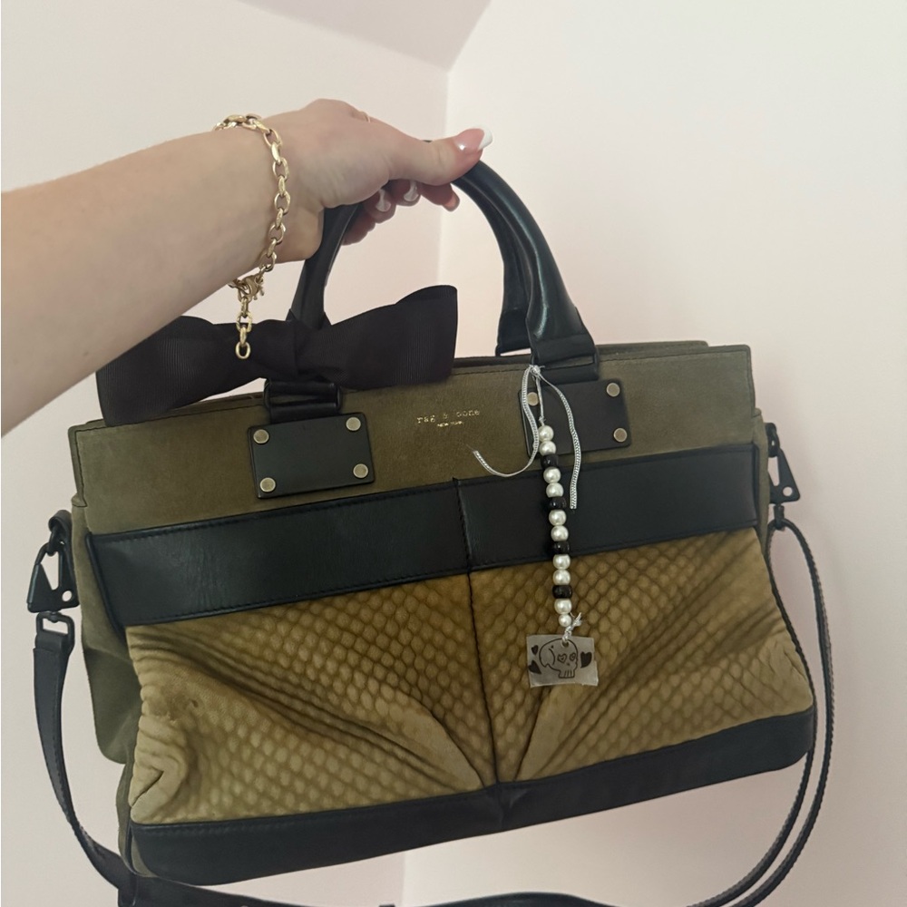 Rag & Bone Green and Black Satchel with Structured Design